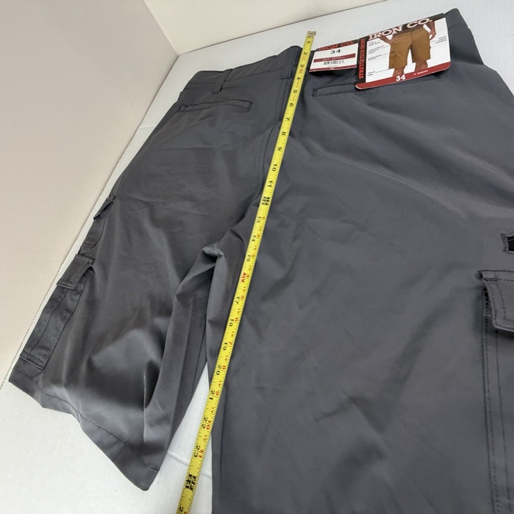 Iron Co Men's Stretch Tech Cargo Short Size 34 Greyhound Gray Sporty Golf - Picture 6 of 16